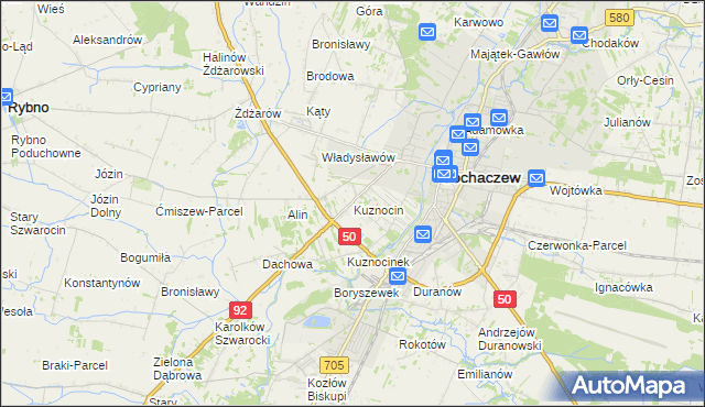 mapa Kuznocin gmina Sochaczew, Kuznocin gmina Sochaczew na mapie Targeo