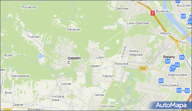 mapa Laski gmina Izabelin, Laski gmina Izabelin na mapie Targeo