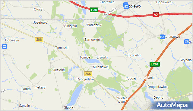 mapa Lisówki, Lisówki na mapie Targeo