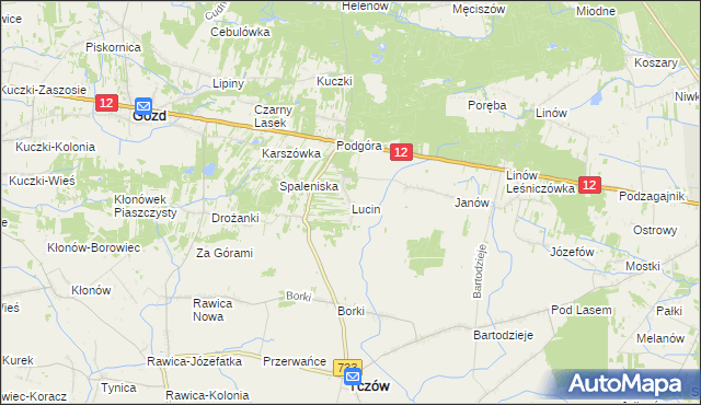 mapa Lucin gmina Tczów, Lucin gmina Tczów na mapie Targeo