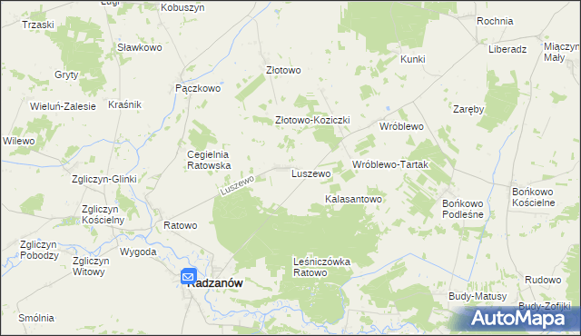 mapa Luszewo gmina Radzanów, Luszewo gmina Radzanów na mapie Targeo