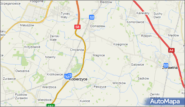 mapa Magnice, Magnice na mapie Targeo