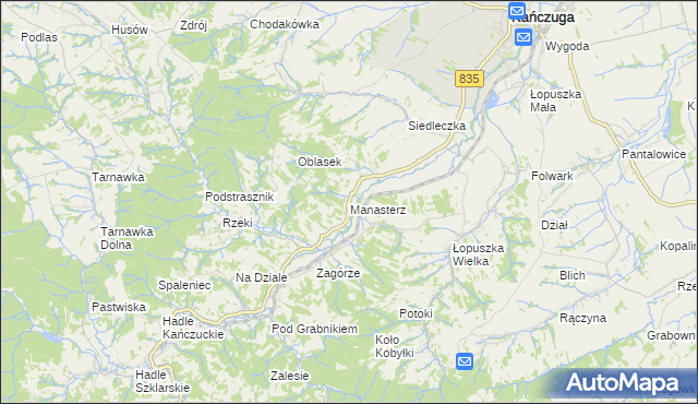 mapa Manasterz gmina Jawornik Polski, Manasterz gmina Jawornik Polski na mapie Targeo