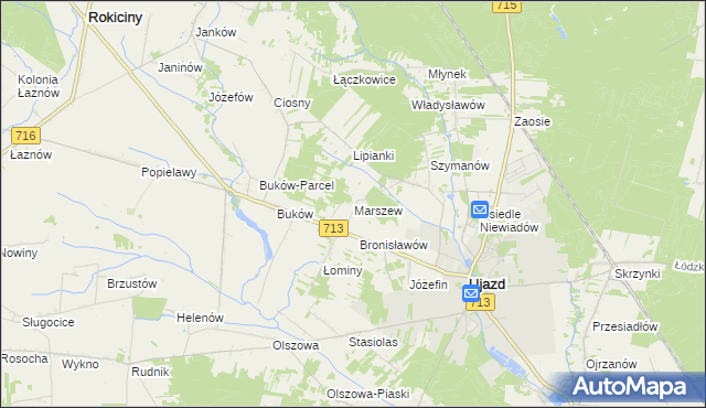 mapa Marszew gmina Ujazd, Marszew gmina Ujazd na mapie Targeo