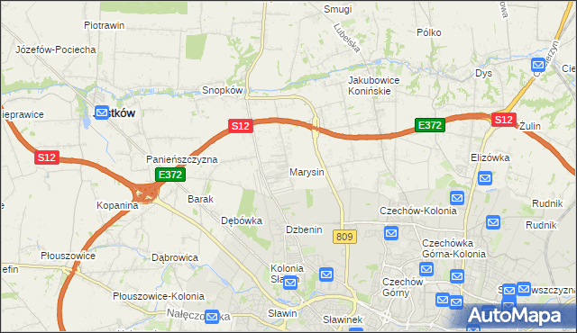 mapa Marysin gmina Jastków, Marysin gmina Jastków na mapie Targeo