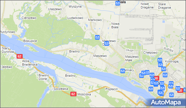 mapa Maszewo gmina Stara Biała, Maszewo gmina Stara Biała na mapie Targeo