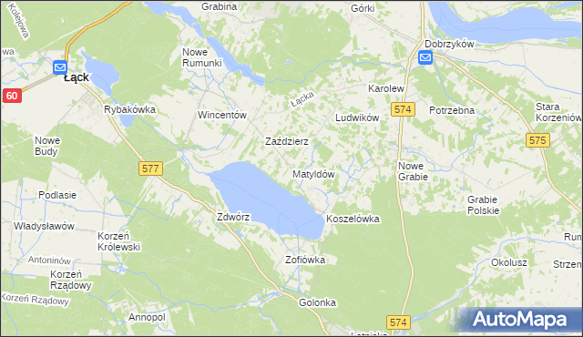 mapa Matyldów gmina Łąck, Matyldów gmina Łąck na mapie Targeo