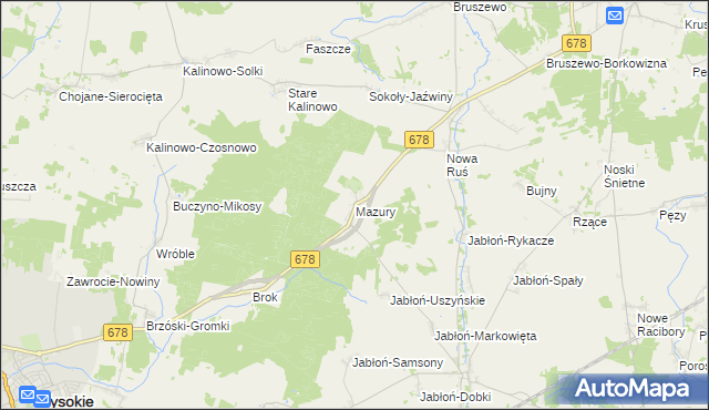 mapa Mazury gmina Wysokie Mazowieckie, Mazury gmina Wysokie Mazowieckie na mapie Targeo