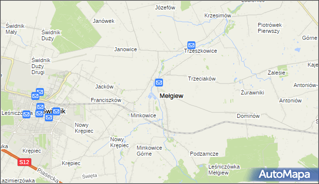mapa Mełgiew, Mełgiew na mapie Targeo