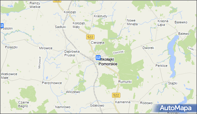 mapa Mikołajki Pomorskie, Mikołajki Pomorskie na mapie Targeo