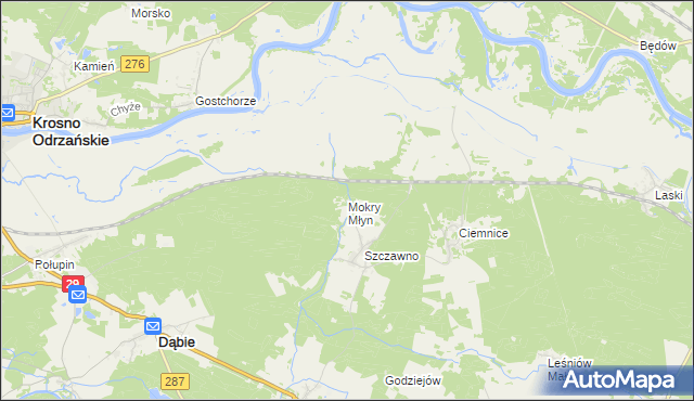 mapa Mokry Młyn, Mokry Młyn na mapie Targeo