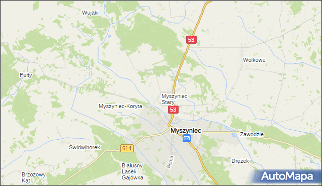 mapa Myszyniec Stary, Myszyniec Stary na mapie Targeo