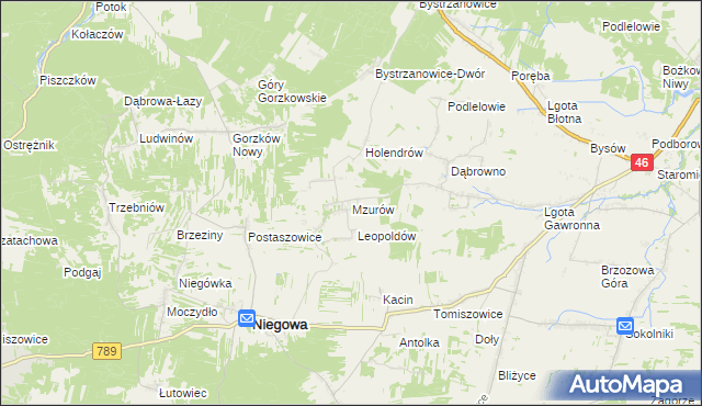 mapa Mzurów, Mzurów na mapie Targeo