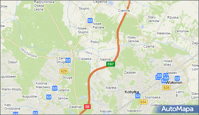mapa Nadma, Nadma na mapie Targeo
