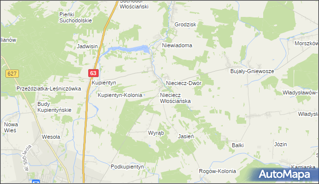 mapa Nieciecz Włościańska, Nieciecz Włościańska na mapie Targeo