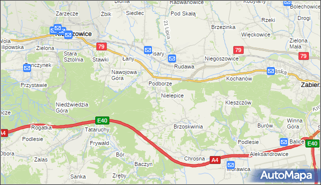 mapa Nielepice, Nielepice na mapie Targeo