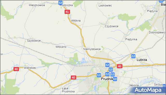 mapa Niemysłowice, Niemysłowice na mapie Targeo