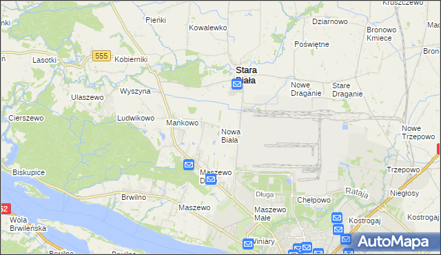 mapa Nowa Biała gmina Stara Biała, Nowa Biała gmina Stara Biała na mapie Targeo