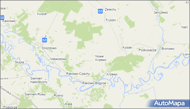 mapa Nowe Krzewo gmina Piątnica, Nowe Krzewo gmina Piątnica na mapie Targeo