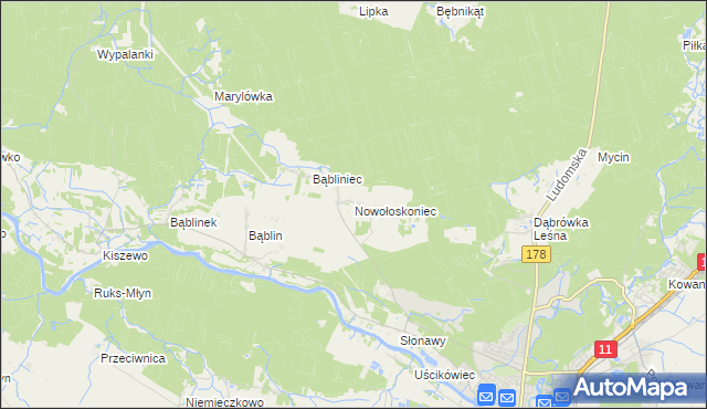 mapa Nowołoskoniec, Nowołoskoniec na mapie Targeo