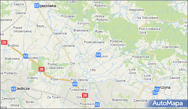mapa Odrzykoń, Odrzykoń na mapie Targeo