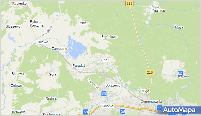mapa Orle gmina Wejherowo, Orle gmina Wejherowo na mapie Targeo