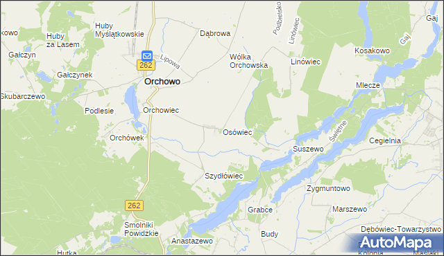 mapa Osówiec gmina Orchowo, Osówiec gmina Orchowo na mapie Targeo
