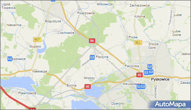 mapa Paczyna, Paczyna na mapie Targeo