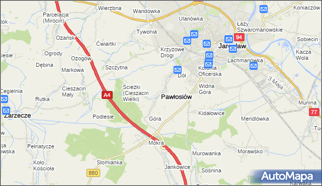 mapa Pawłosiów, Pawłosiów na mapie Targeo