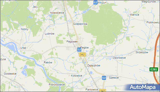 mapa Pęgów gmina Oborniki Śląskie, Pęgów gmina Oborniki Śląskie na mapie Targeo