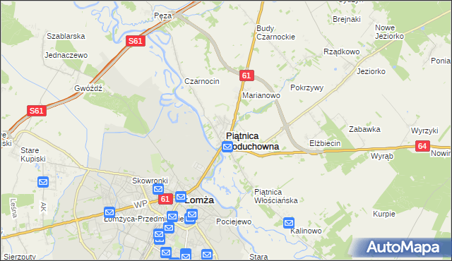 mapa Piątnica Poduchowna, Piątnica Poduchowna na mapie Targeo