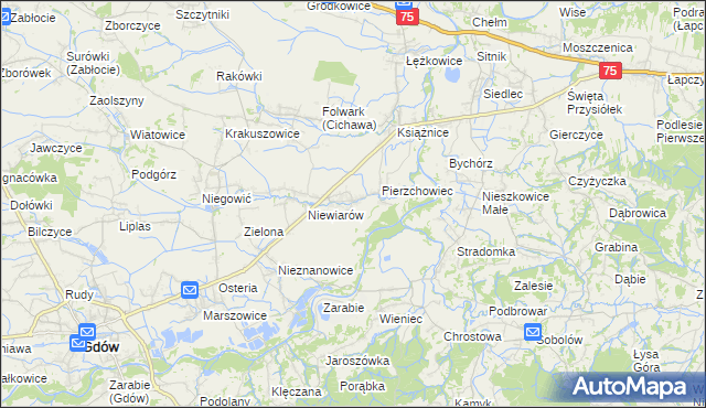 mapa Pierzchów, Pierzchów na mapie Targeo