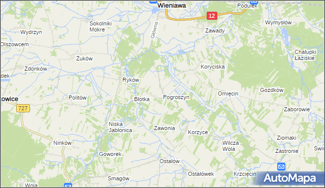 mapa Pogroszyn, Pogroszyn na mapie Targeo