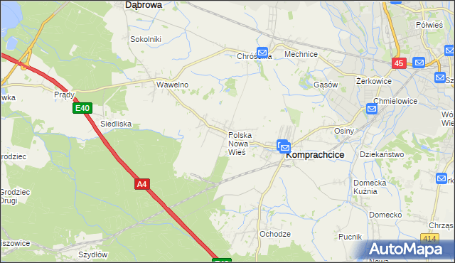 mapa Polska Nowa Wieś, Polska Nowa Wieś na mapie Targeo