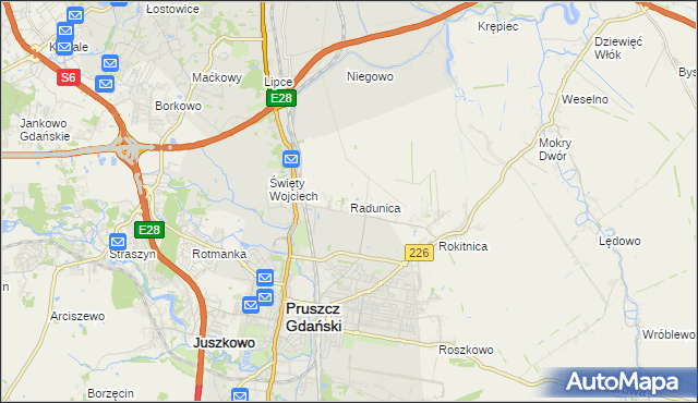 mapa Radunica, Radunica na mapie Targeo