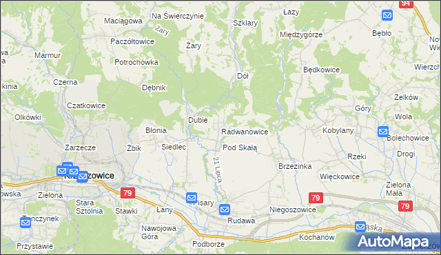 mapa Radwanowice, Radwanowice na mapie Targeo