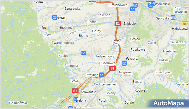 mapa Radziechowy, Radziechowy na mapie Targeo