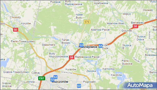 mapa Radziejowice, Radziejowice na mapie Targeo