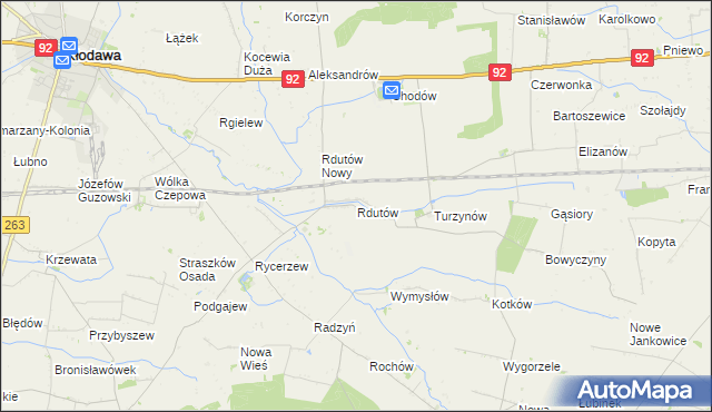 mapa Rdutów gmina Chodów, Rdutów gmina Chodów na mapie Targeo