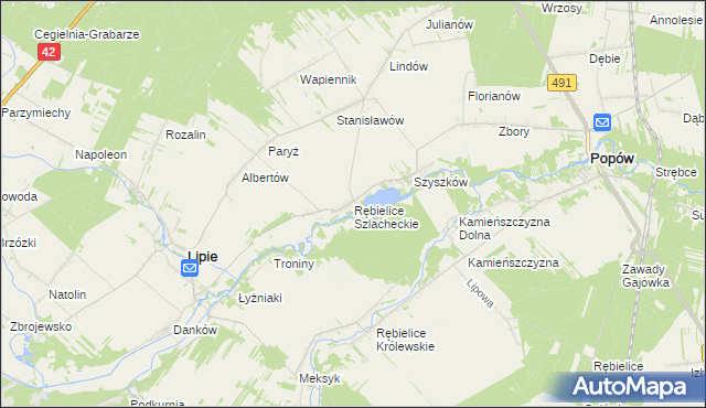 mapa Rębielice Szlacheckie, Rębielice Szlacheckie na mapie Targeo