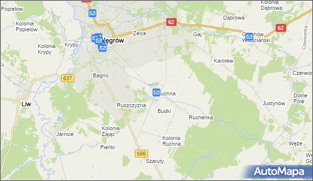 mapa Ruchna, Ruchna na mapie Targeo