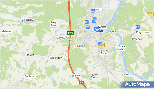mapa Rudno gmina Nowa Sól, Rudno gmina Nowa Sól na mapie Targeo