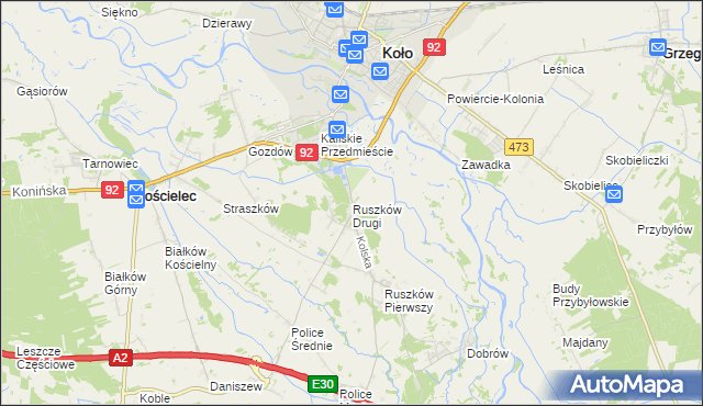 mapa Ruszków Drugi, Ruszków Drugi na mapie Targeo
