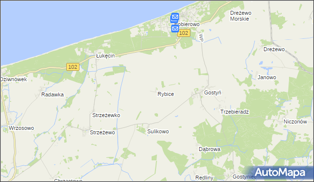 mapa Rybice, Rybice na mapie Targeo