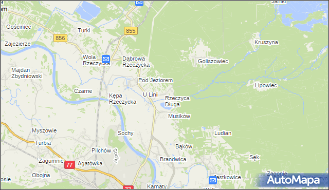 mapa Rzeczyca Długa, Rzeczyca Długa na mapie Targeo