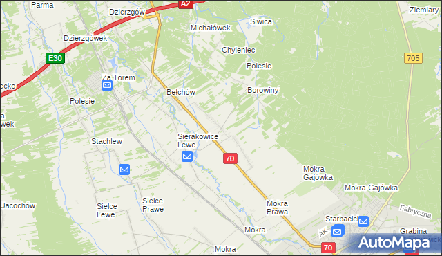 mapa Sierakowice Prawe, Sierakowice Prawe na mapie Targeo