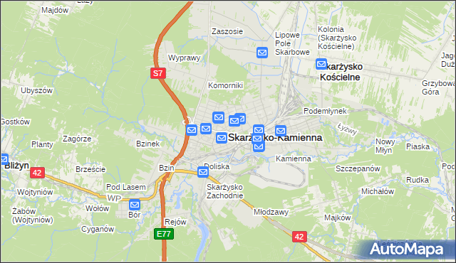 mapa Skarżysko-Kamienna, Skarżysko-Kamienna na mapie Targeo