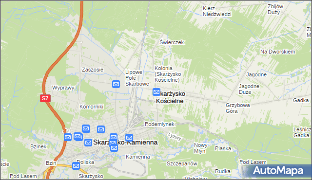 mapa Skarżysko Kościelne, Skarżysko Kościelne na mapie Targeo