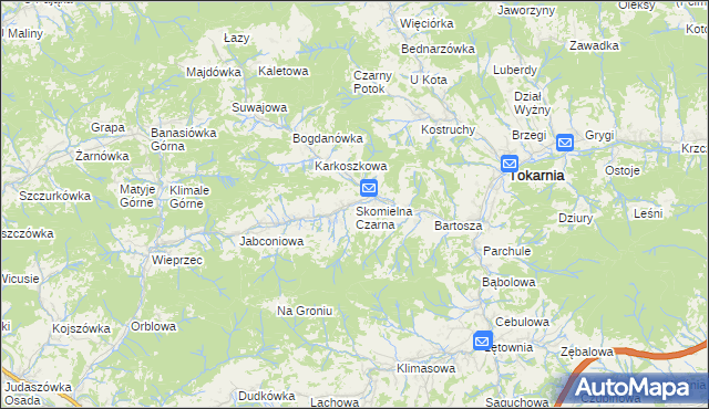 mapa Skomielna Czarna, Skomielna Czarna na mapie Targeo