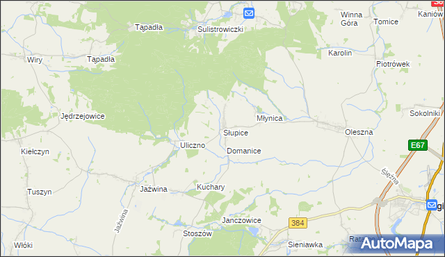 mapa Słupice gmina Łagiewniki, Słupice gmina Łagiewniki na mapie Targeo